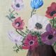 Tableau acrylique sur toile nature morte ancienne bouquet de fleurs