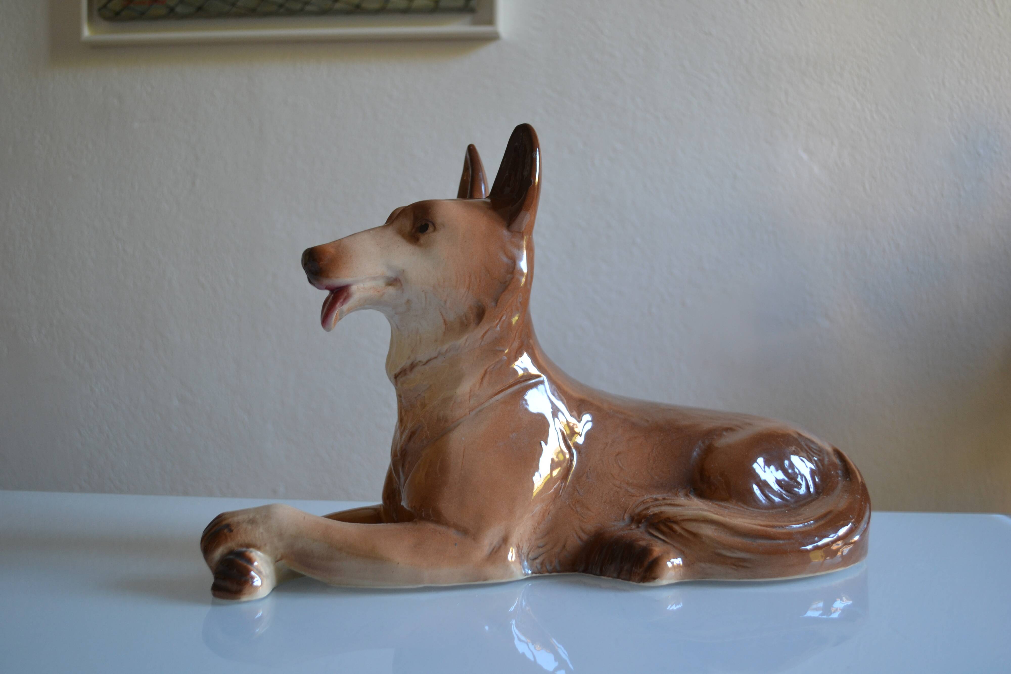 Wolf Dog German Shepherd Ceramic Saint Clément L 39 cm H 26 cm