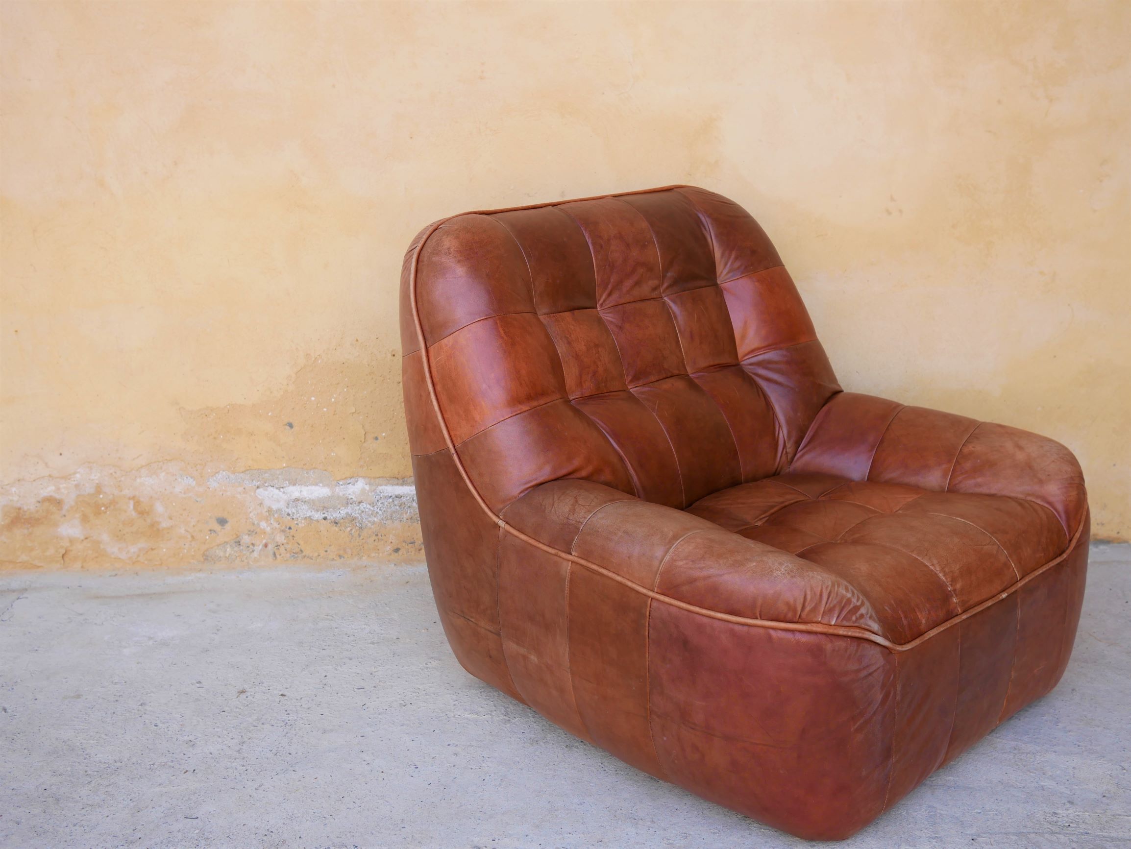 Brown vintage leather armchair