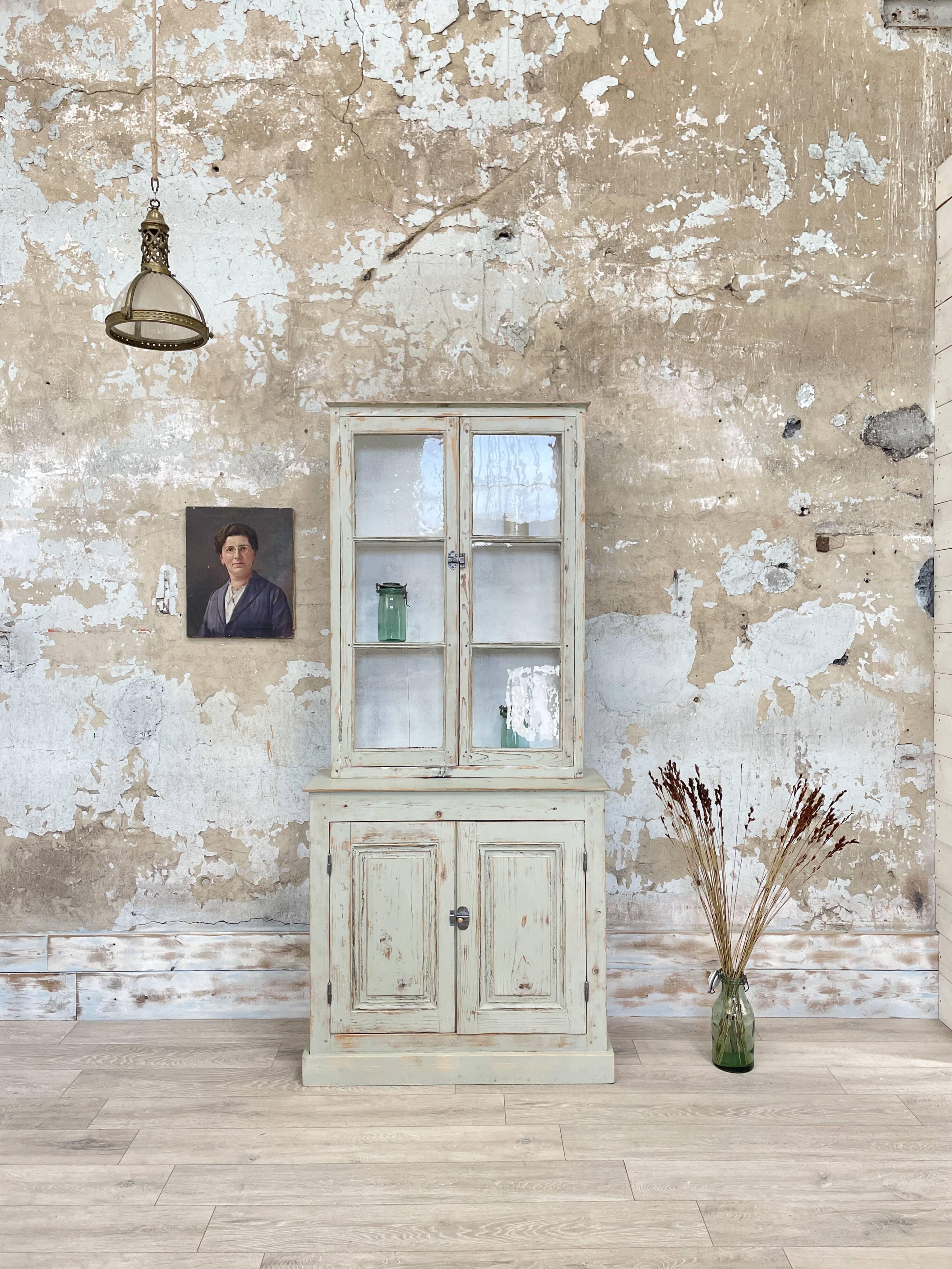 Furniture two body showcase, around 1900.