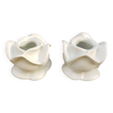Duo de bougeoirs en porcelaine blanche