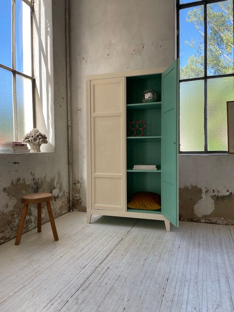 White and green cutter cabinet