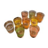 Set of 9 gilded granite glasses