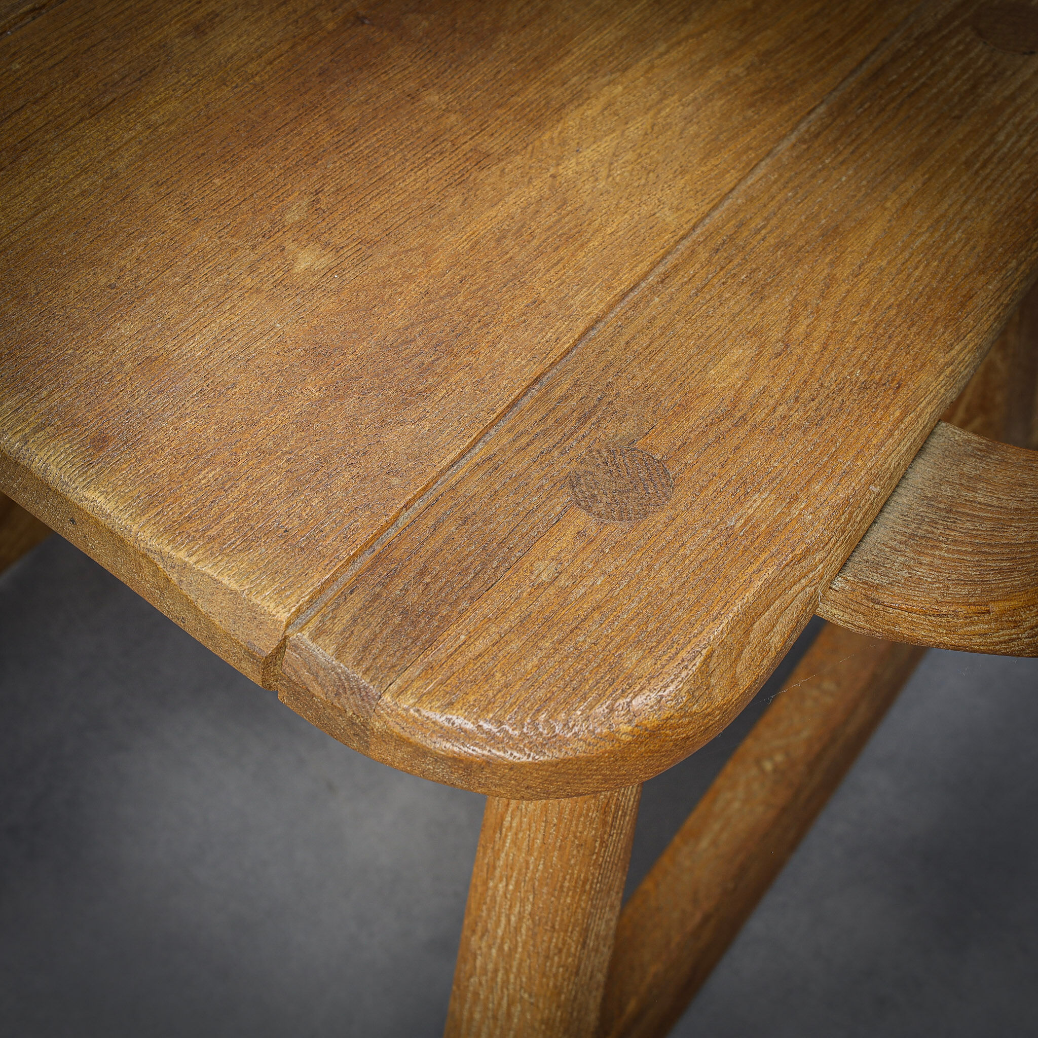Brutalist Oak Rocking Chair by De Puydt, 1970s
