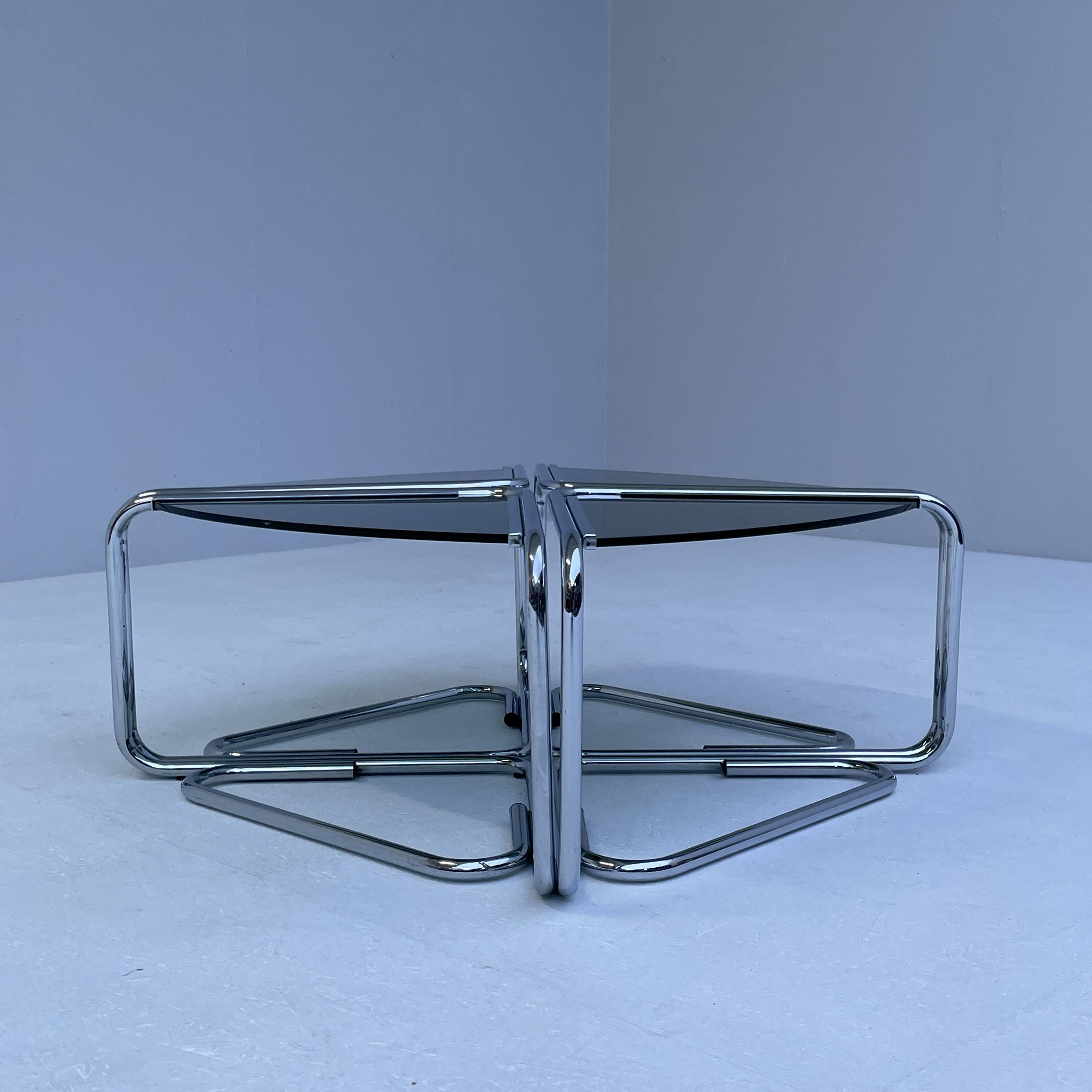 Italian modular coffee table in chrome and smoked glass