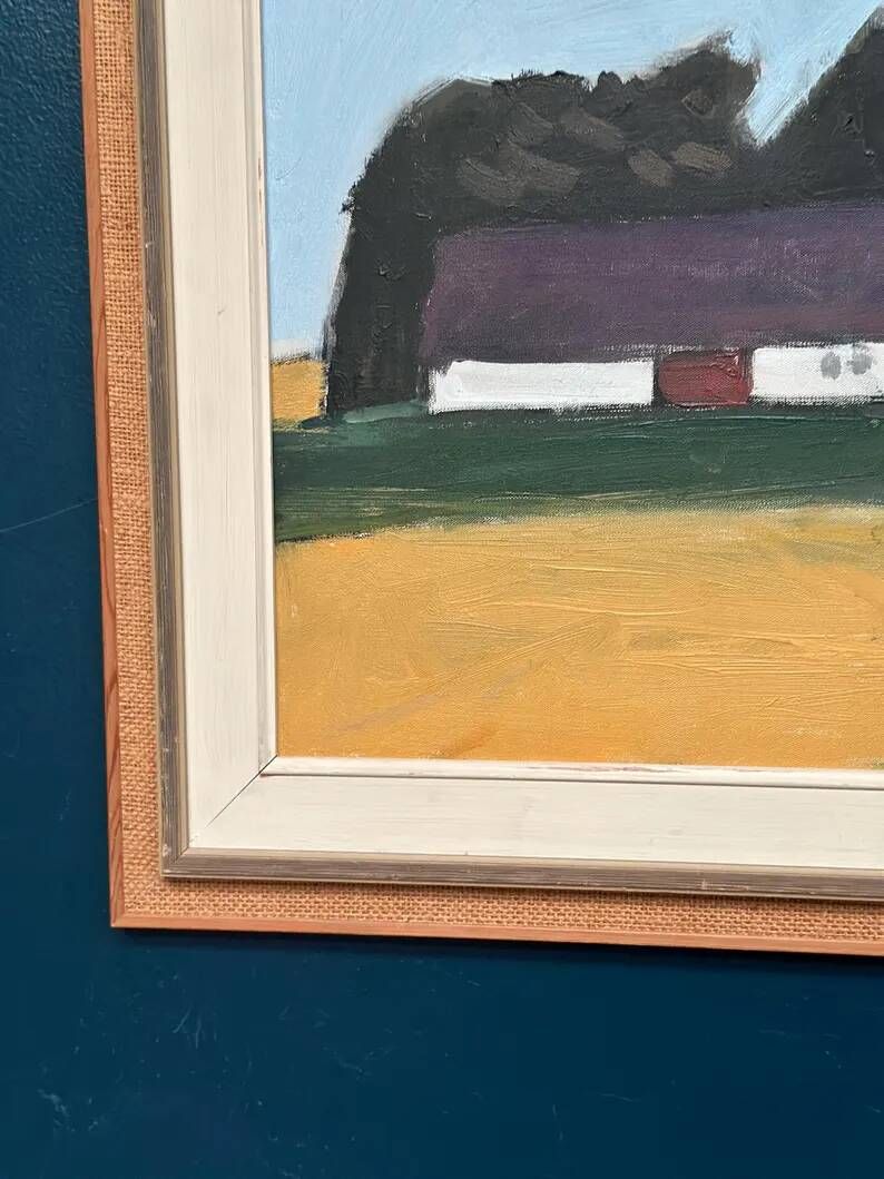Original Swedish Oil on Canvas – "Farm" by Eric Julius – Signed – Vintage & Framed – 61 × 53 cm (24" × 20.9")