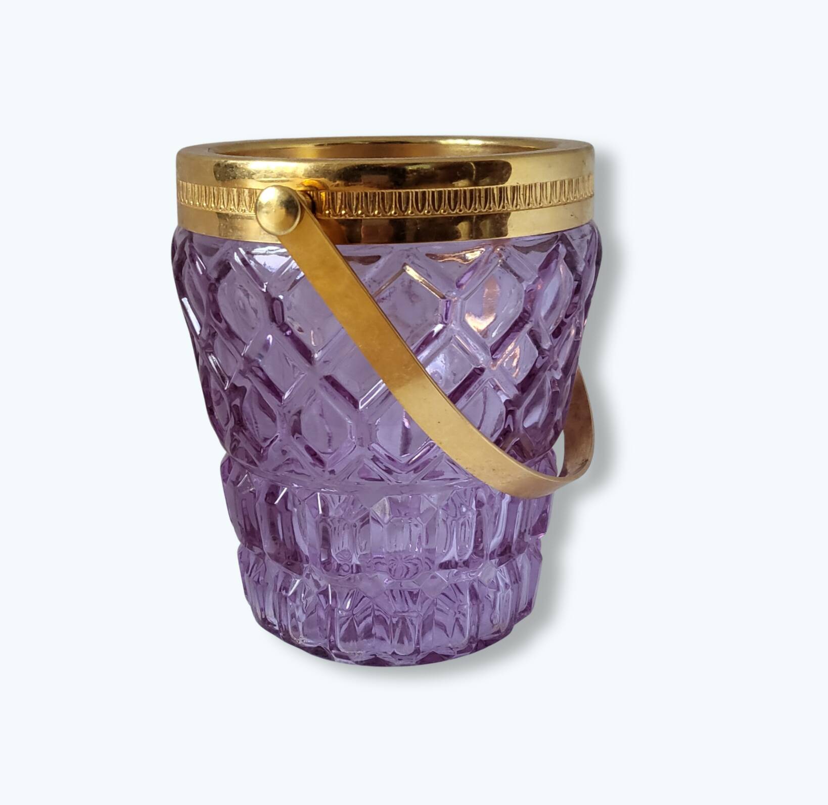 Vintage Purple Ice Cube Tray - Glass & Gold Frame