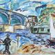 Tableau peinture moderne vue du pont de Chatou XXe
