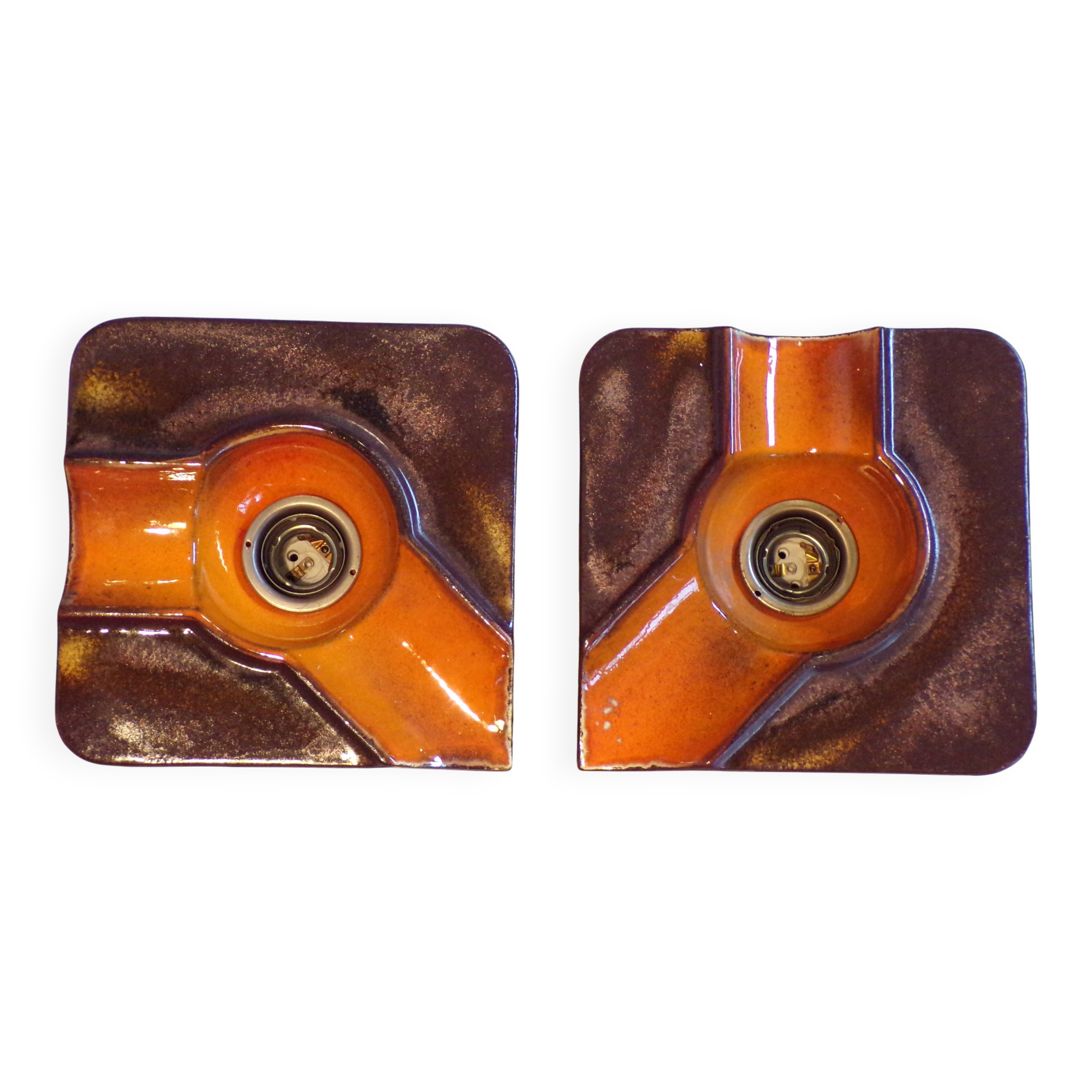 Pair of ceramic wall lights 1970 Pan Leuchten