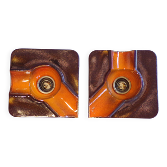 Pair of ceramic wall lights 1970 Pan Leuchten
