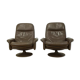 Paire de fauteuils et ottoman DS50 cuir De Sede pied tulipe gainé, rotatifs