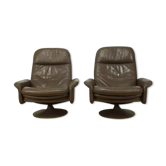 Pair of armchairs and ottoman DS50 leather De Sede foot tulip sheathed, rotary