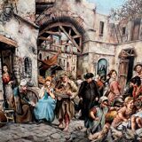 M. Elitzo "Market scene" Oil on canvas