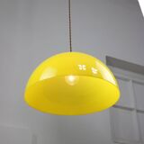 Mid-century italian brass and plexiglass pendant lamp, set of 2