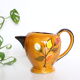 Pichet en céramique, marron et fleuri, vintage