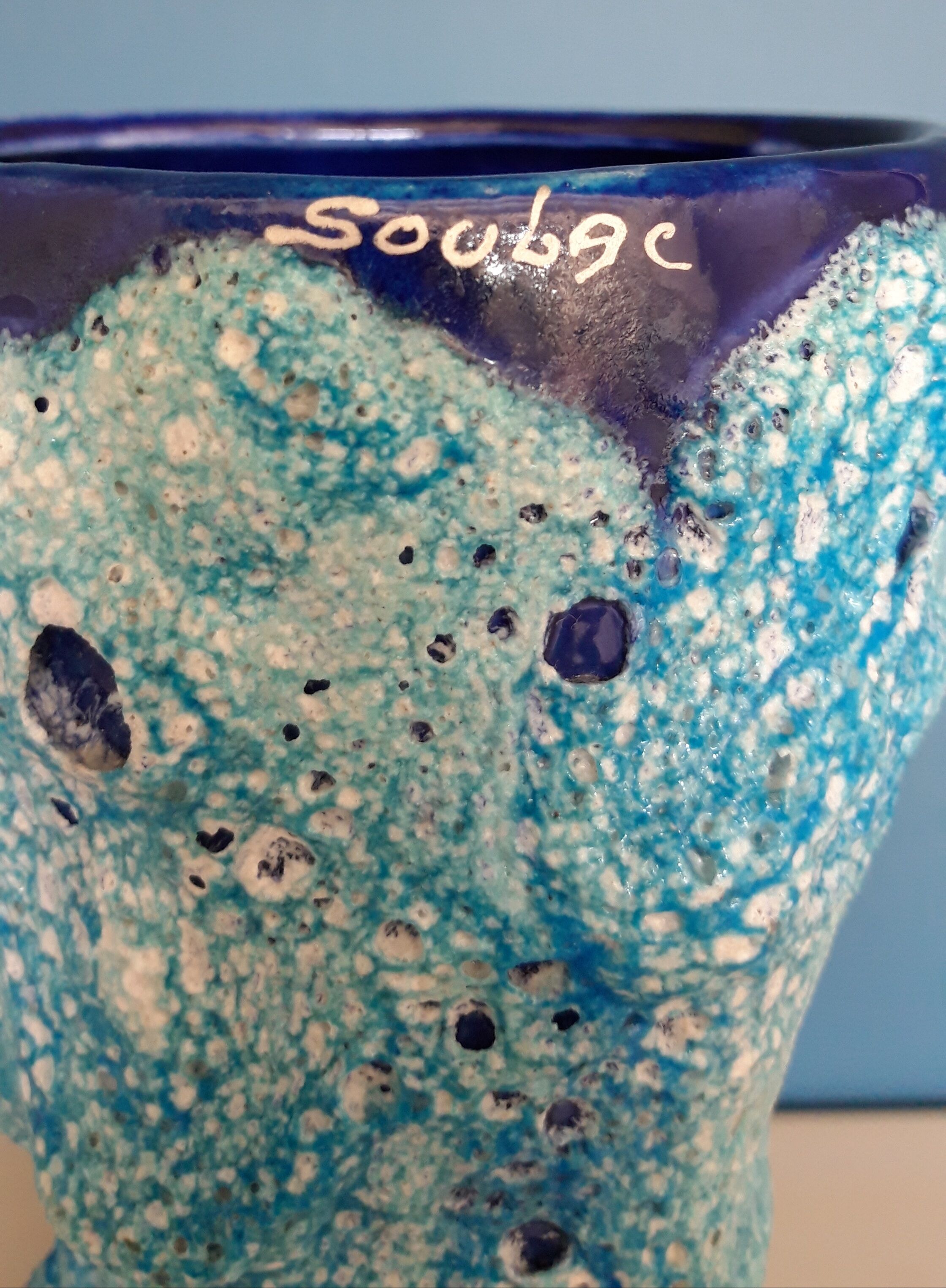 Fat lava ceramic vase from Vallauris, 60s/70s