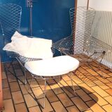 Pair of Bird by Bertoia armchairs + 1 footstool