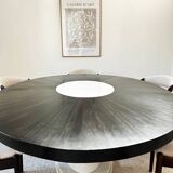 Large vintage macassar marble and ebony dining table