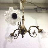 3-light chandelier in bronze and glass tulips