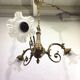 3-light chandelier in bronze and glass tulips