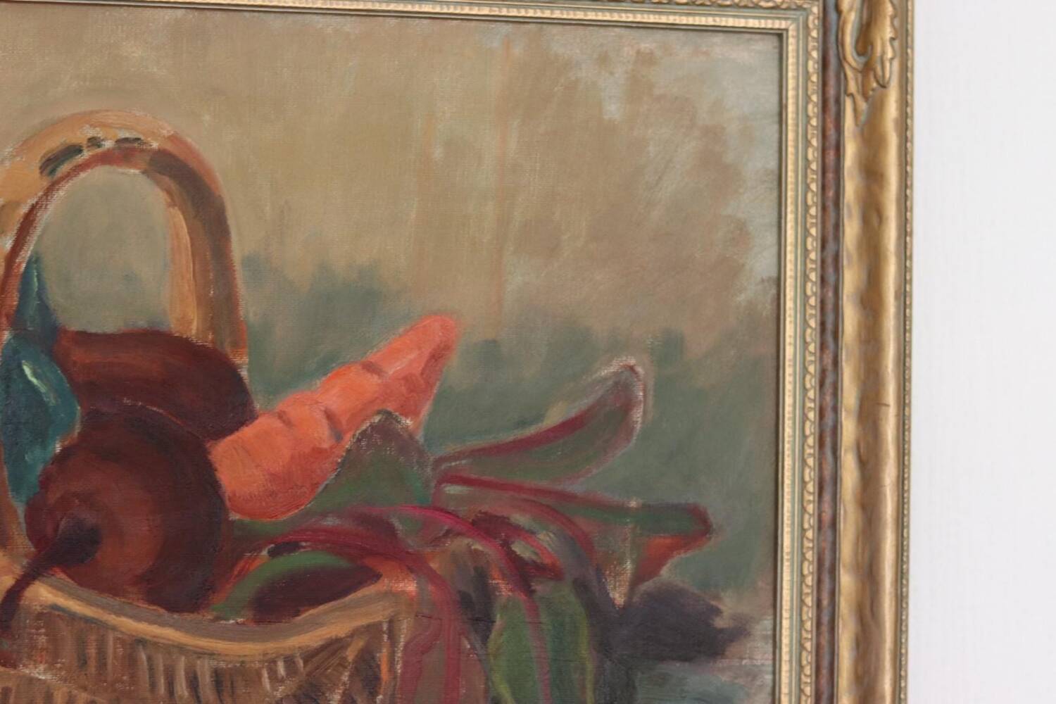 Original Swedish Oil on Canvas “Vegetable Basket” – G Wald Vintage