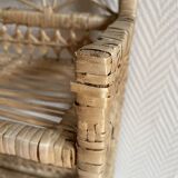 Small light beige wicker and rattan shelf