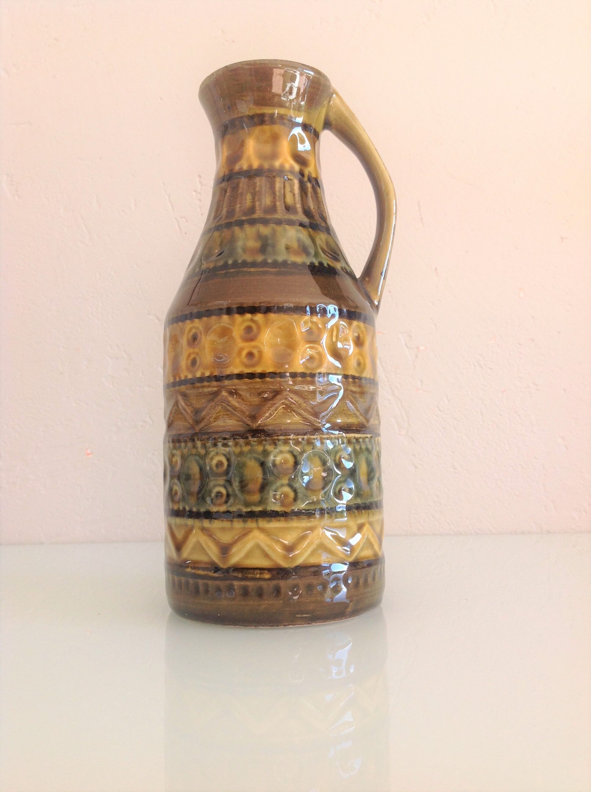 Polychrome ceramic soliflore vase by Bay Keramik / vintage 60s-70s