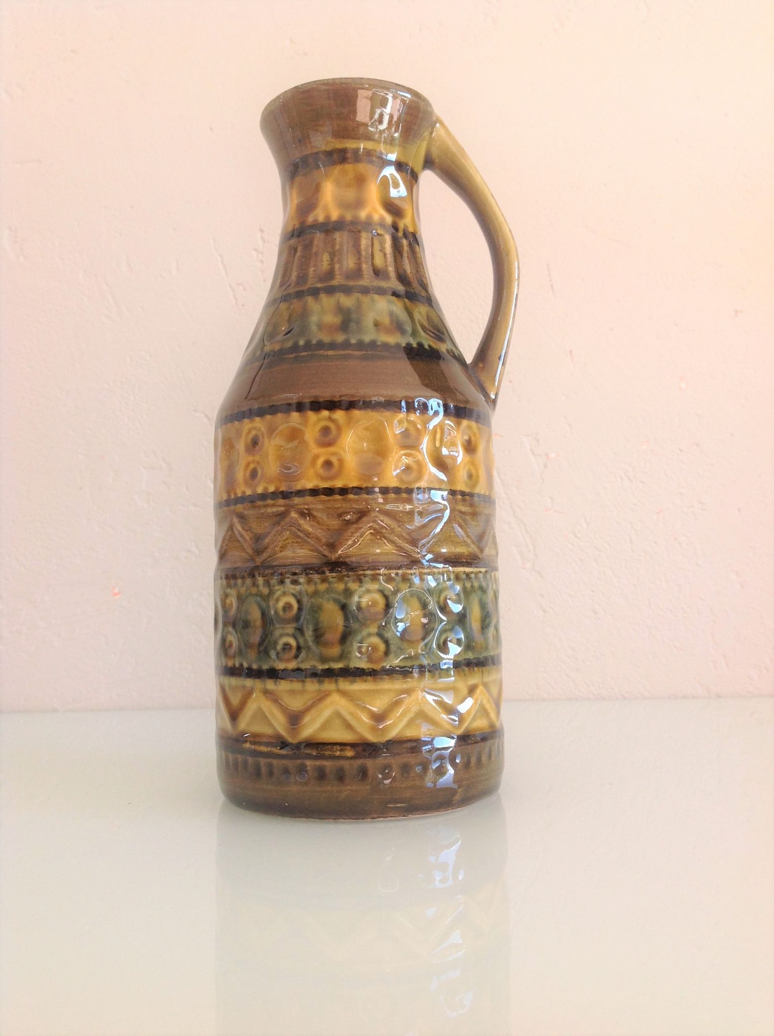 Polychrome ceramic soliflore vase by Bay Keramik / vintage 60s-70s