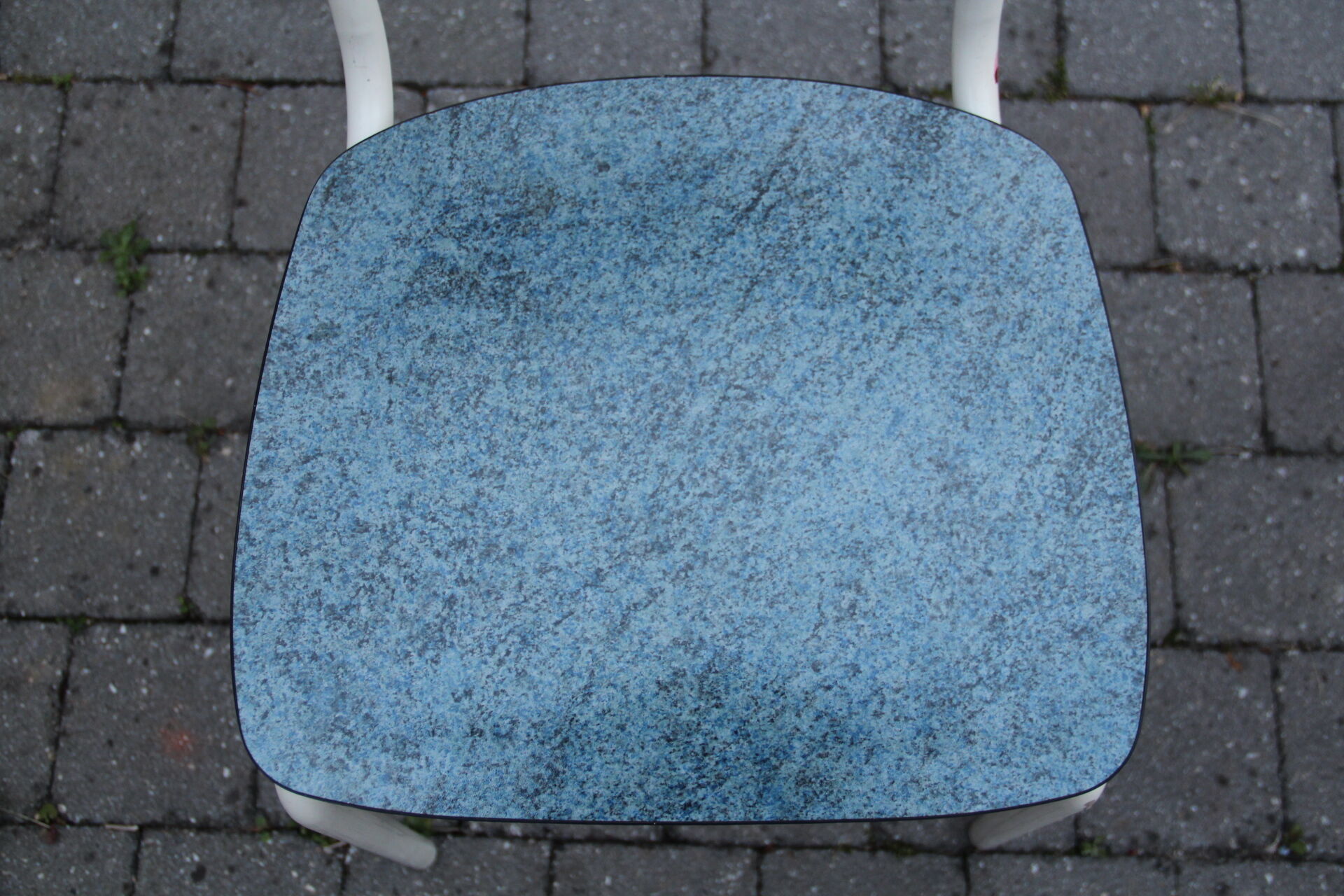 2 blue Formica cjaises, circa 1950