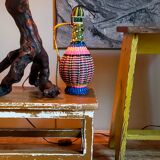 Vintage patinated solid wood side bench