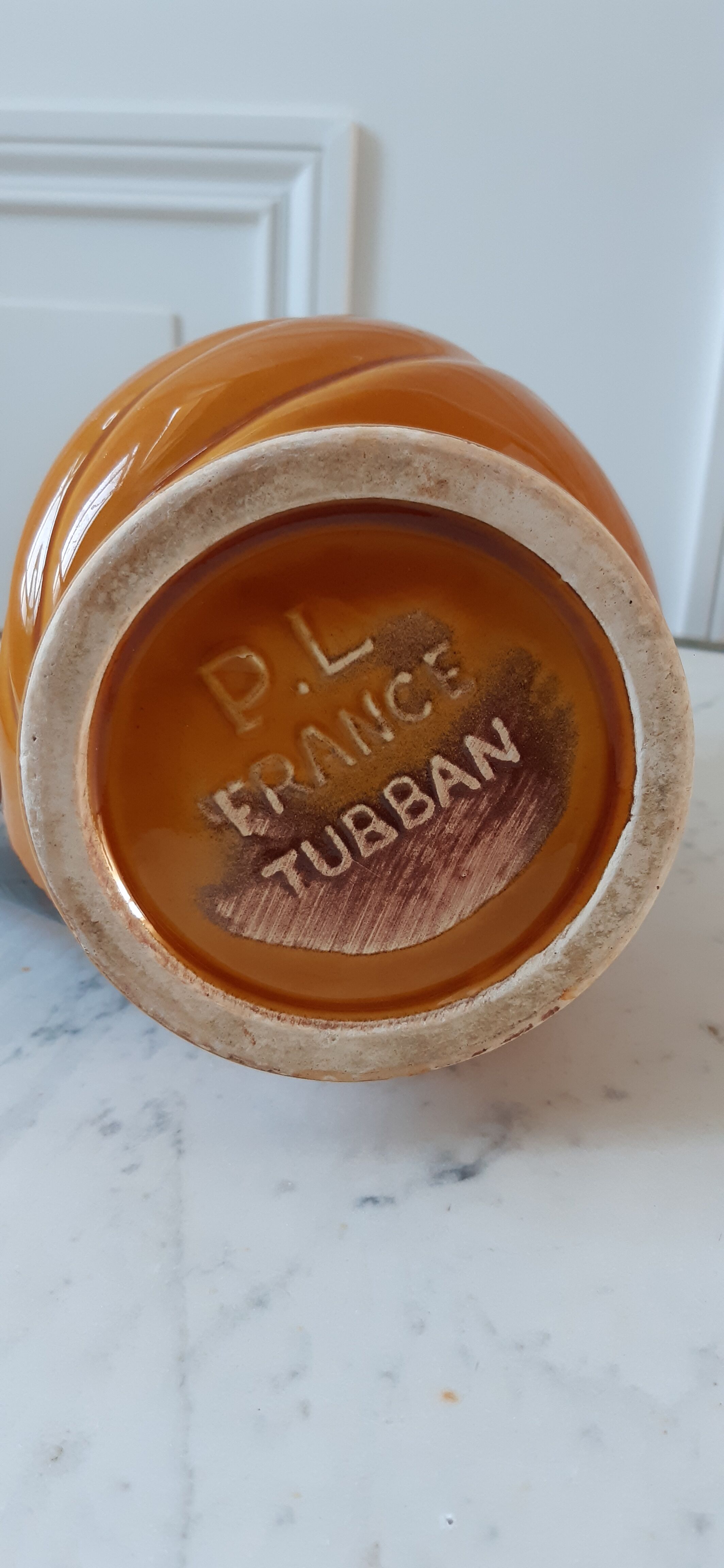 Ceramic pitcher signed Poët Laval Turban 70s