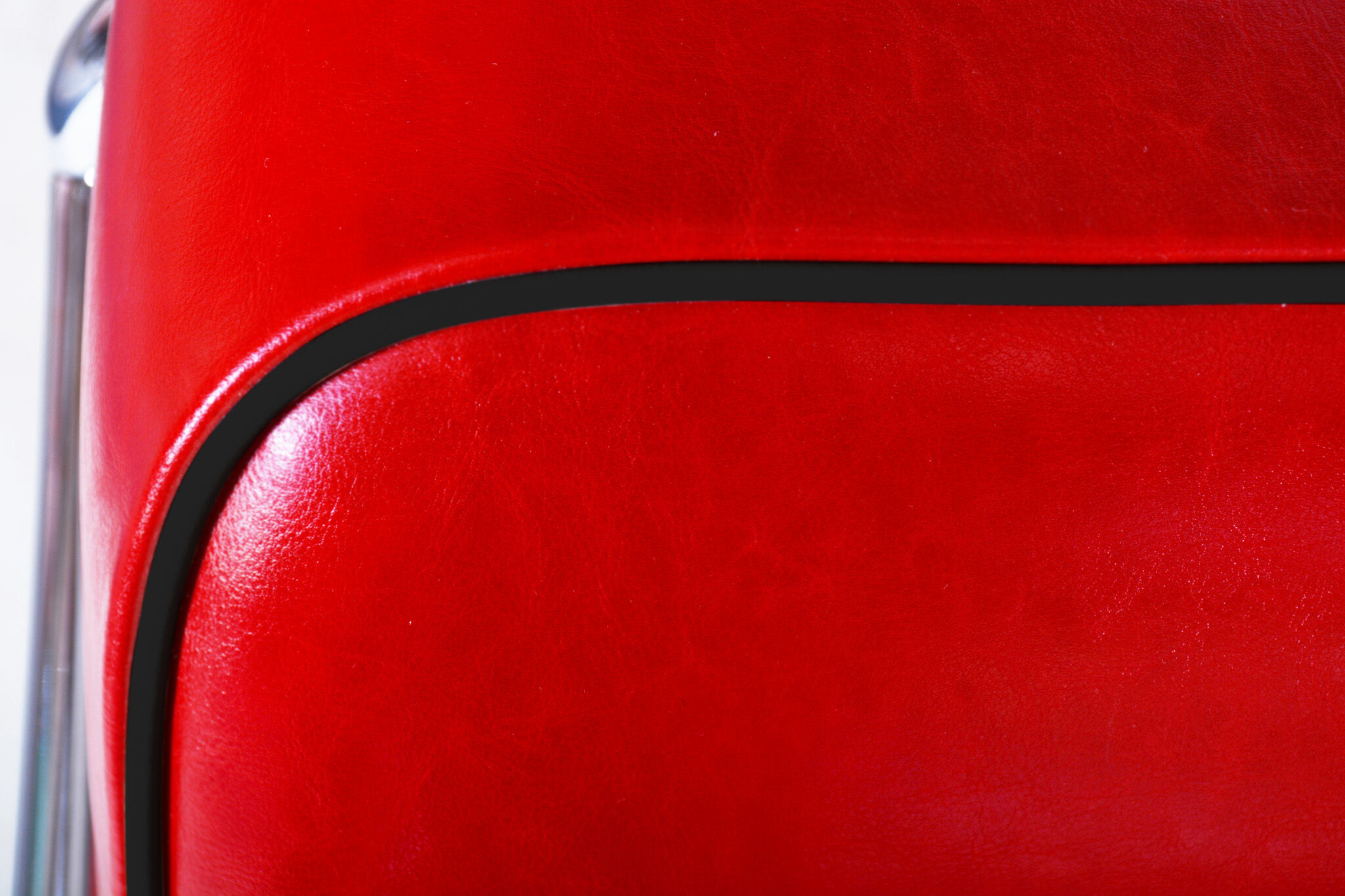 Red Slezak leather sofa made in 1930s Czechia