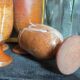Four potter's mugs turned in vintage light stoneware