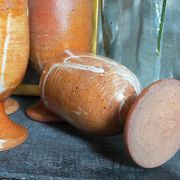 Four potter's mugs turned in vintage light stoneware
