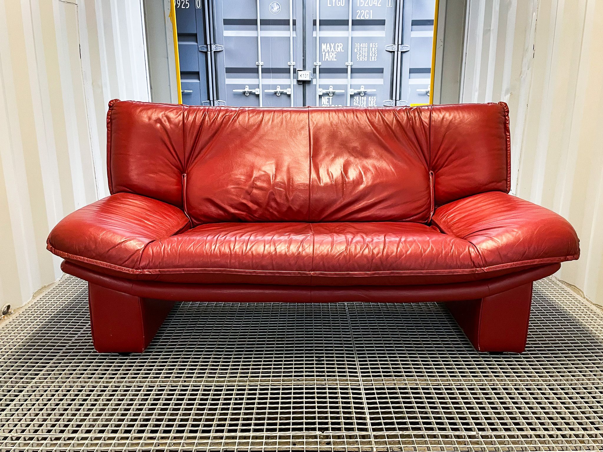 Nicoletti Salotti Italian Designer - Armchair and sofa set 2 places in red leather