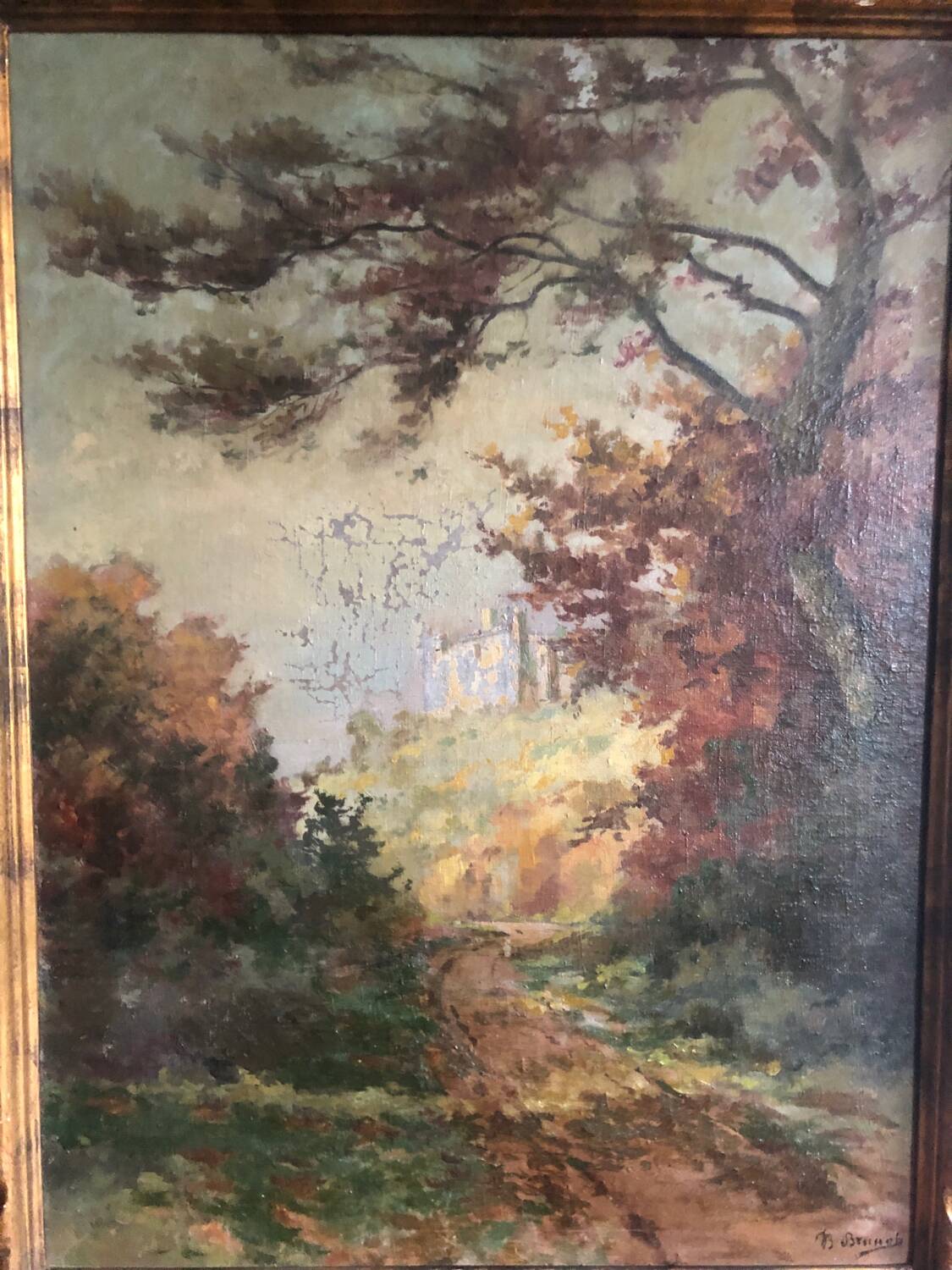 Oil on canvas 19th century landscape by Brunot