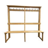 Vintage portemanteau XL en bois avec banc
