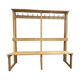 Vintage portemanteau XL en bois avec banc