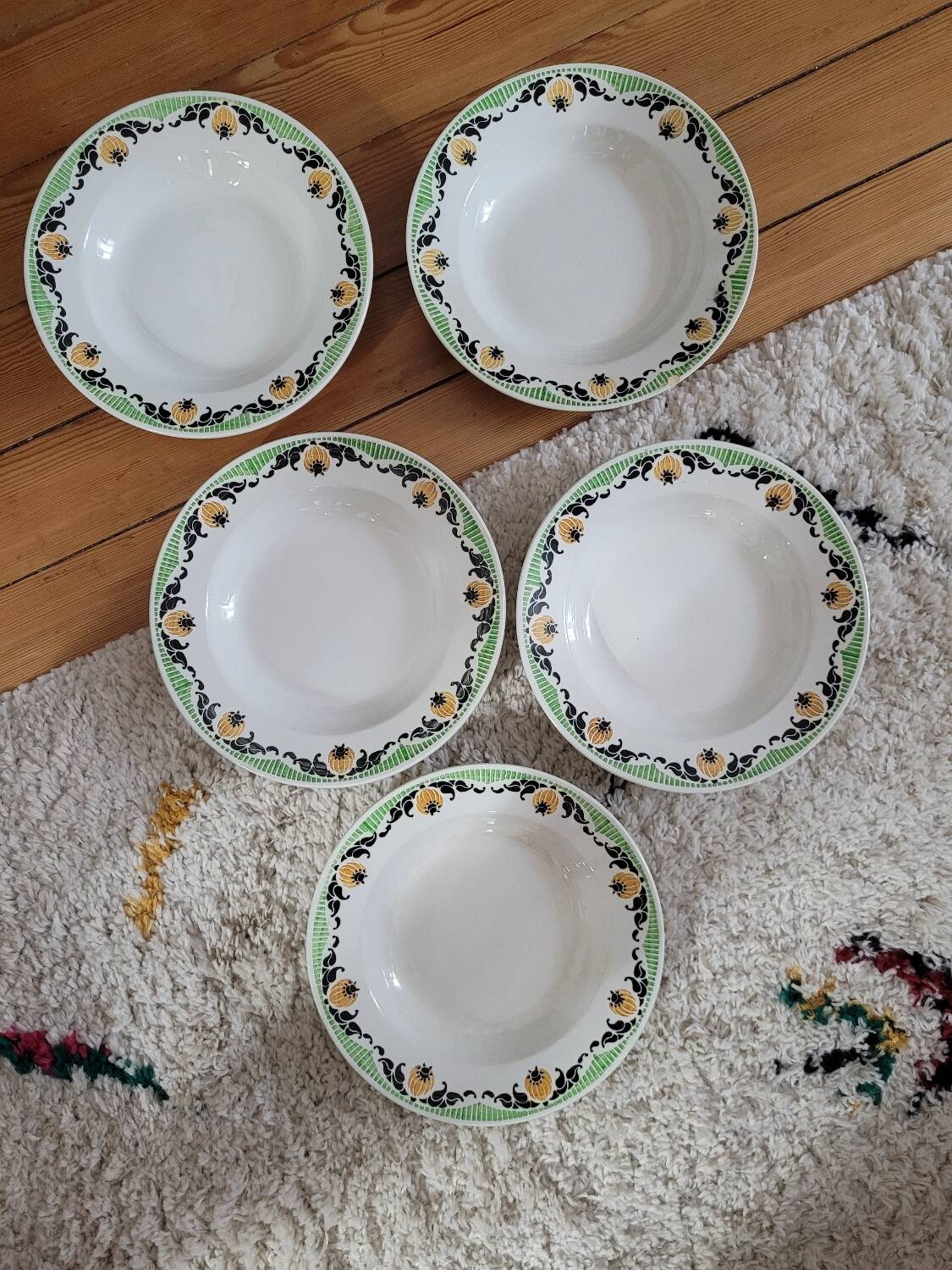 Set of 5 Maroussia Digoin Sarreguemines soup plates
