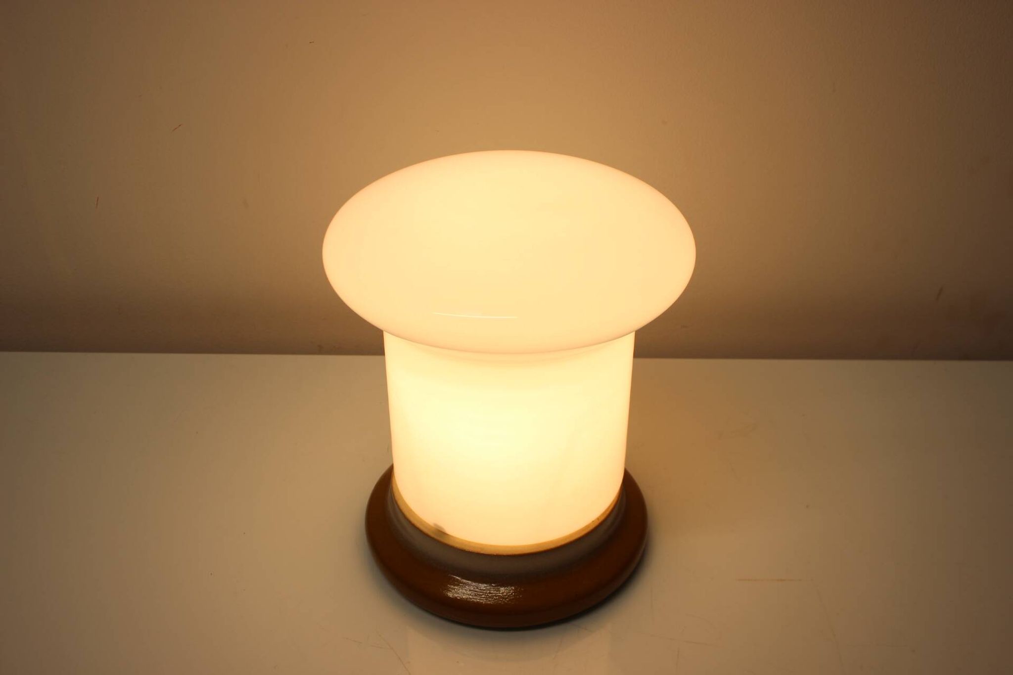 Vintage Glass and Ceramic Table Lamp Osvetlovaci Sklo Valasske Mezirici, 1970s