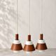 Vintage 3-light suspension in teak and white opaline – 1960s/70s