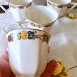 6 Limoges porcelain coffee cups Jean Boyer France vintage
