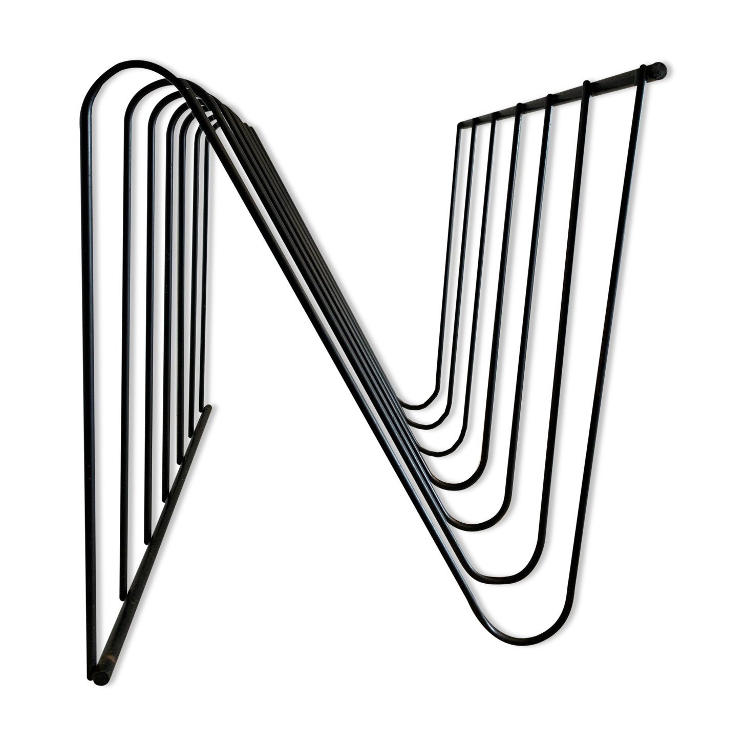 Magazine holder, black metal in Z, 1970