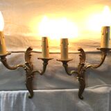 Paire d’appliques 2 lumières bronze St Louis XV