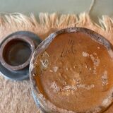 Enameled stoneware pot signed