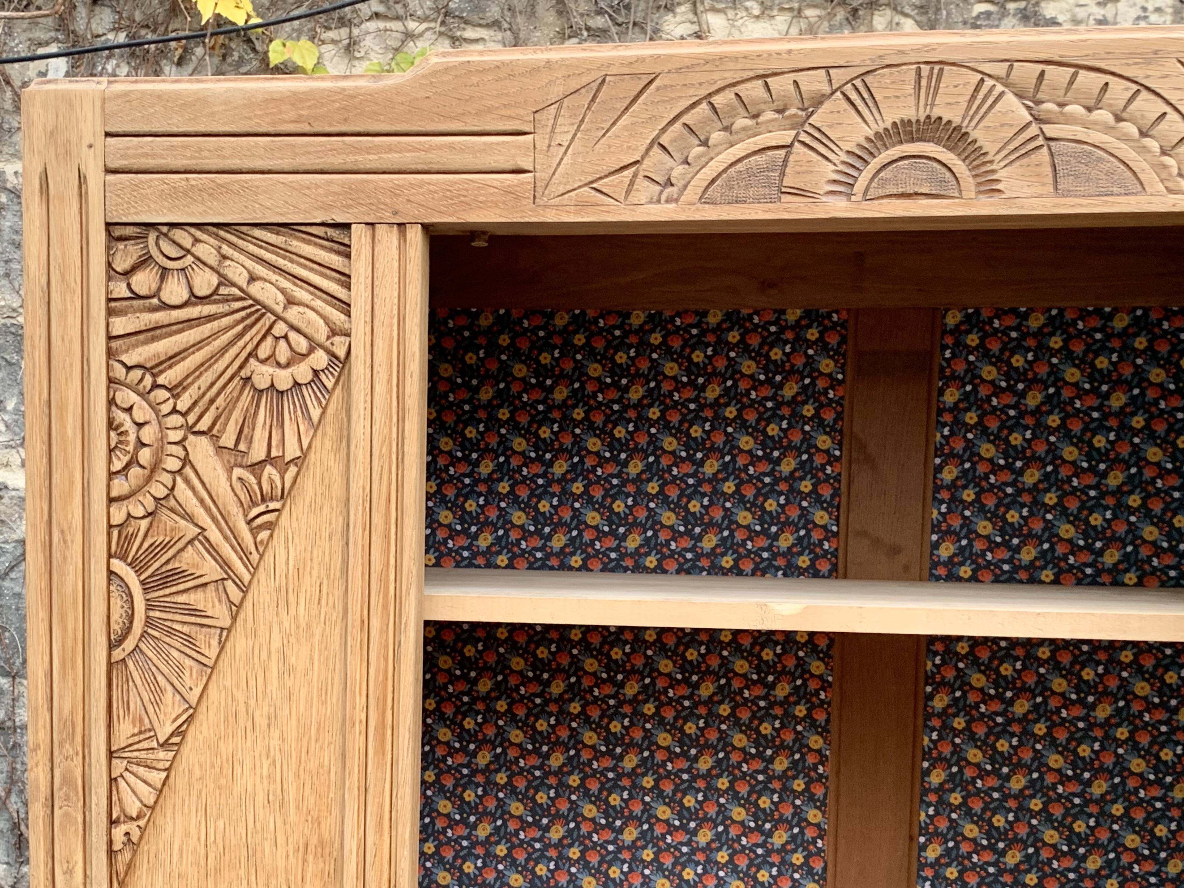 Parisian art deco cabinet in raw wood 1930