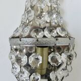 Pair of silver-plated balloon wall lights with pendants, circa 1970.