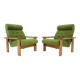 1970s pair of beech armchairs, czechoslovakia