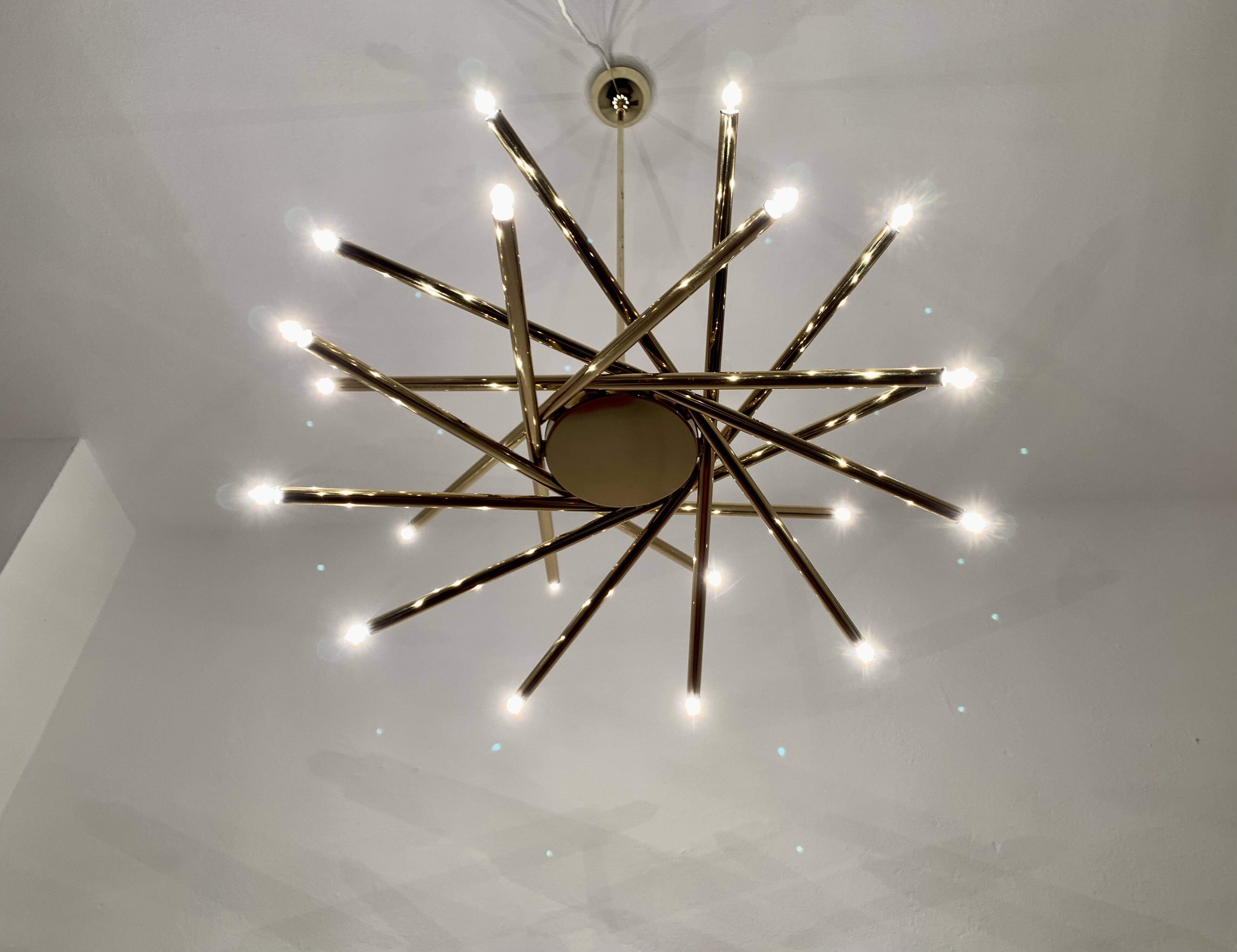 Holywood Regency Brass Chandelier