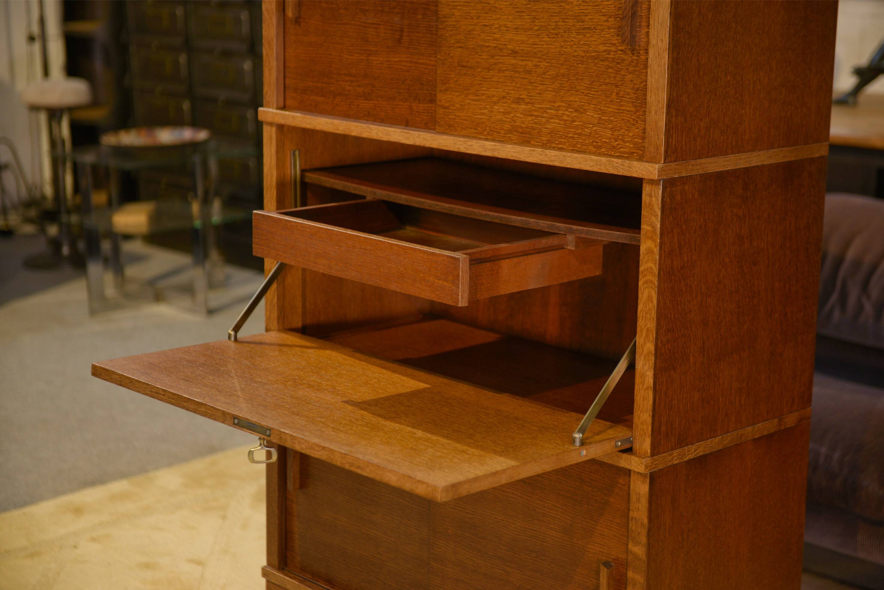 Armoire secrétaire en chêne 1980’s